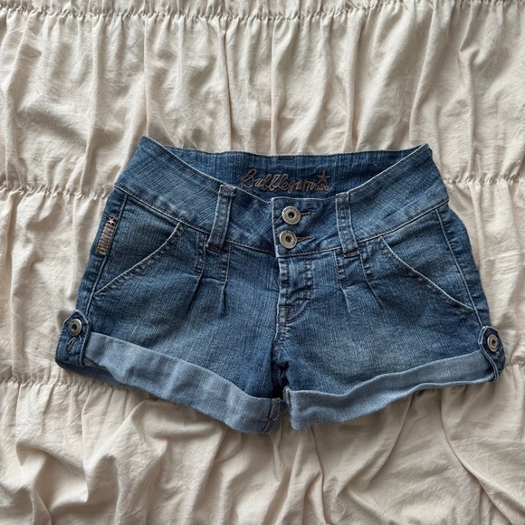 vintage y2k low rise denim button mini shorts - Picture 4 of 6